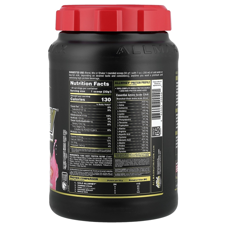 ALLMAX, сывороточный протеин, со вкусом клубники, 907 г (2 фунта)