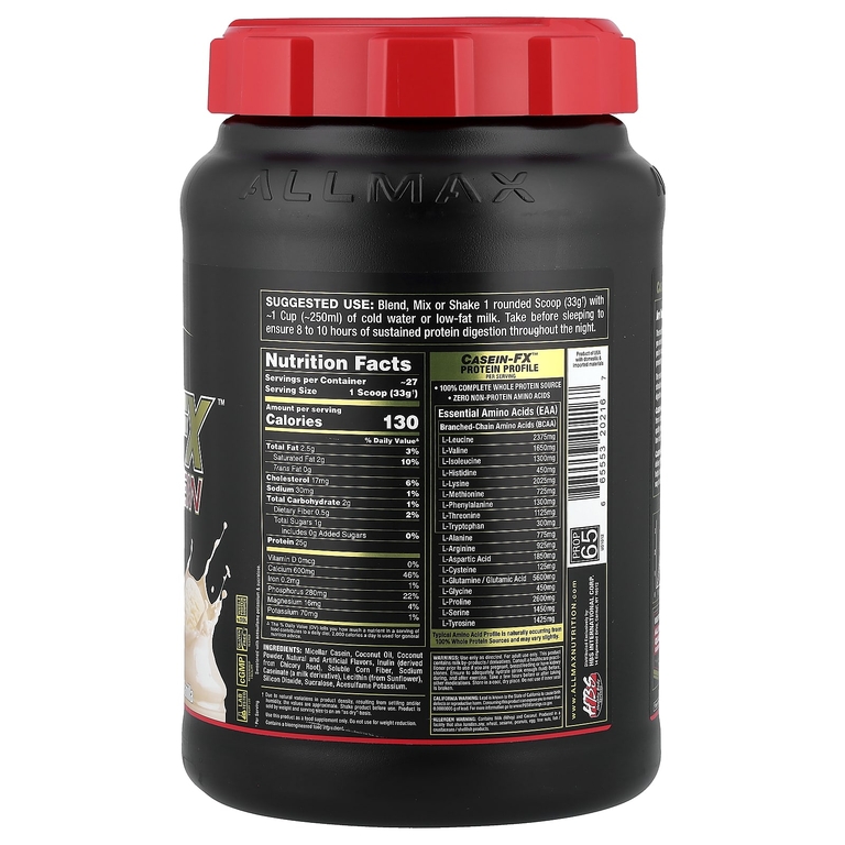 ALLMAX, 100% мицеллярный казеин, ваниль, 907 г (2 фунта)