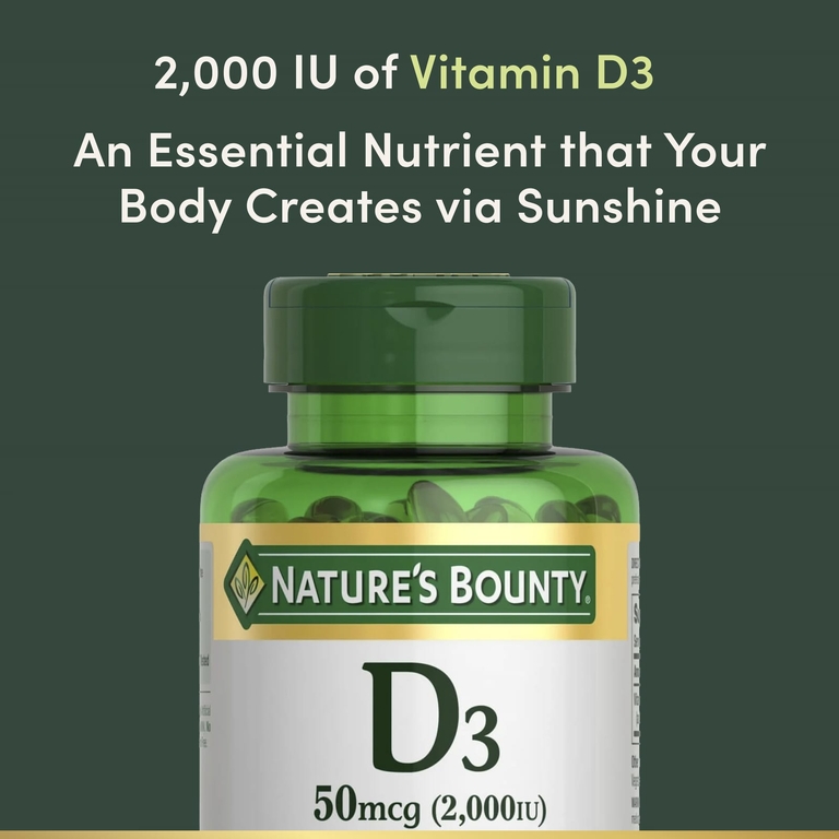 Nature's Bounty, витамин D3, 50 мкг (2000 МЕ), 350 капсул быстрого высвобождения