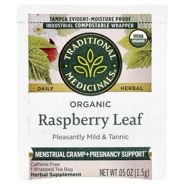 Traditional Medicinals, листья органической малины, без кофеина, 16 чайных пакетиков, 24 г (0,85 унции)