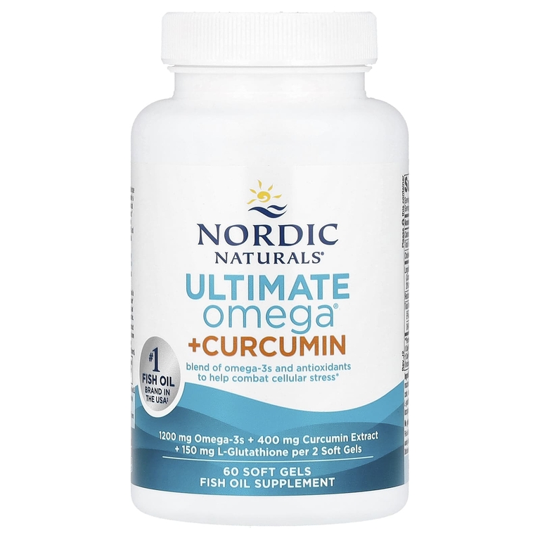Nordic Naturals, омега-3 + куркумин, 60 желатиновых капсул