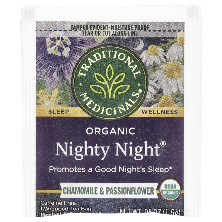 Traditional Medicinals, чай расслабляющий ромашка и пассифлора, без кофеина, 16 чайных пакетиков, 24 г (0,85 унции)