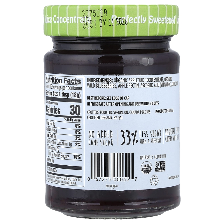 Crofter's Organic, органический спред Just Fruit®, дикорастущая голубика, 283 г (10 унций)