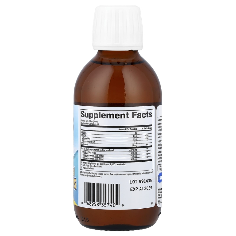 Natural Factors, омега-3, лимонное безе, 200 мл (6,76 жидк. унции)