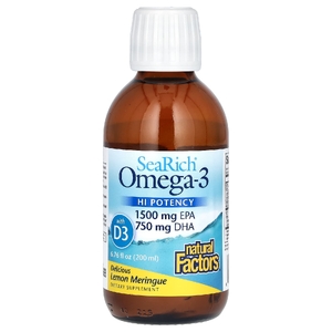 Natural Factors, омега-3 с витамином D3, лимонное безе, 200 мл (6,76 жидк. унции)
