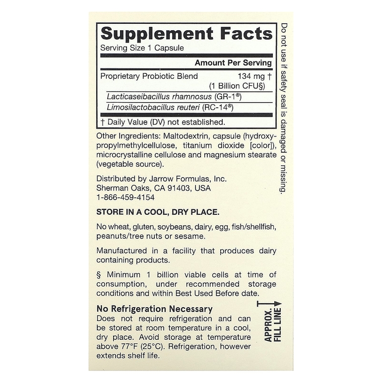 Jarrow Formulas, веганские пробиотики для женщин, 1 млрд КОЕ, 60 растительных капсул