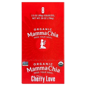 Mamma Chia, фруктовое пюре с соками и семенами чиа, энергетический перекус, вишнёвая любовь, 8 порций, 99 г (3,5 унции)