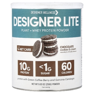 Designer Wellness, низкокалорийный протеин, шоколадное печенье со сливками, 9,03 унц. (256 г)