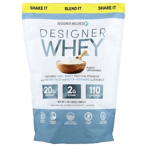 Designer Wellness, натуральный сывороточный протеин, чистый без вкуса, 908 г