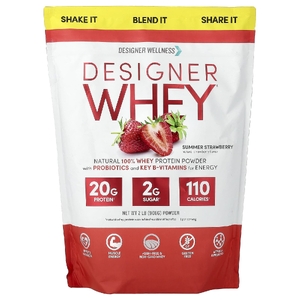 Designer Wellness, натуральный сывороточный протеин, со вкусом летней клубники, 908 г