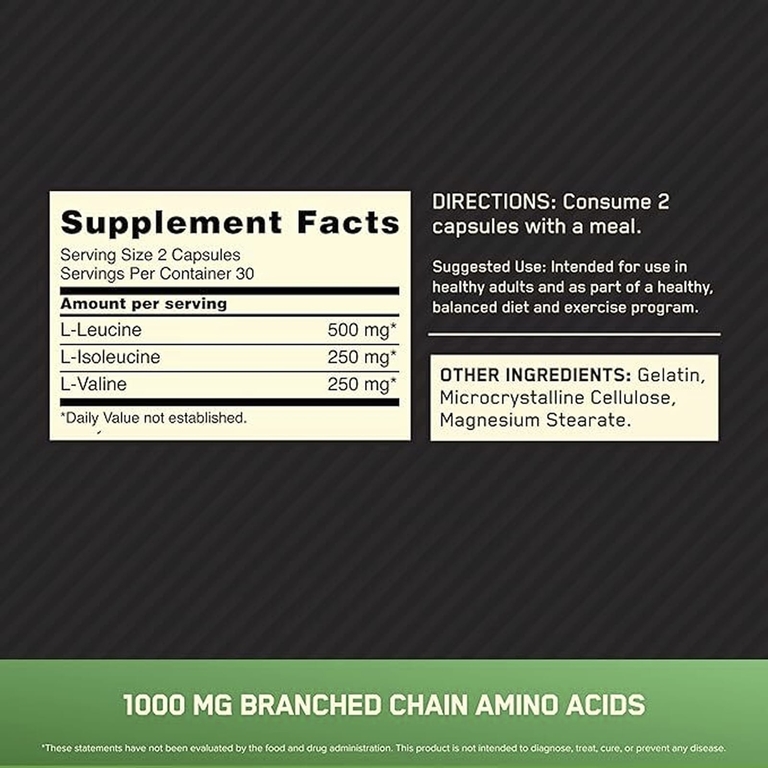 Optimum Nutrition, аминокислоты с разветвленной цепью, 60 капсул (500 мг в 1 капсуле)