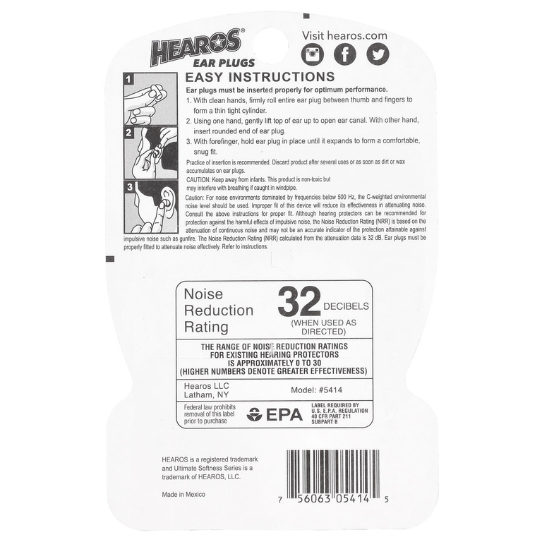 Hearos, Беруши, желтые, 6 пар