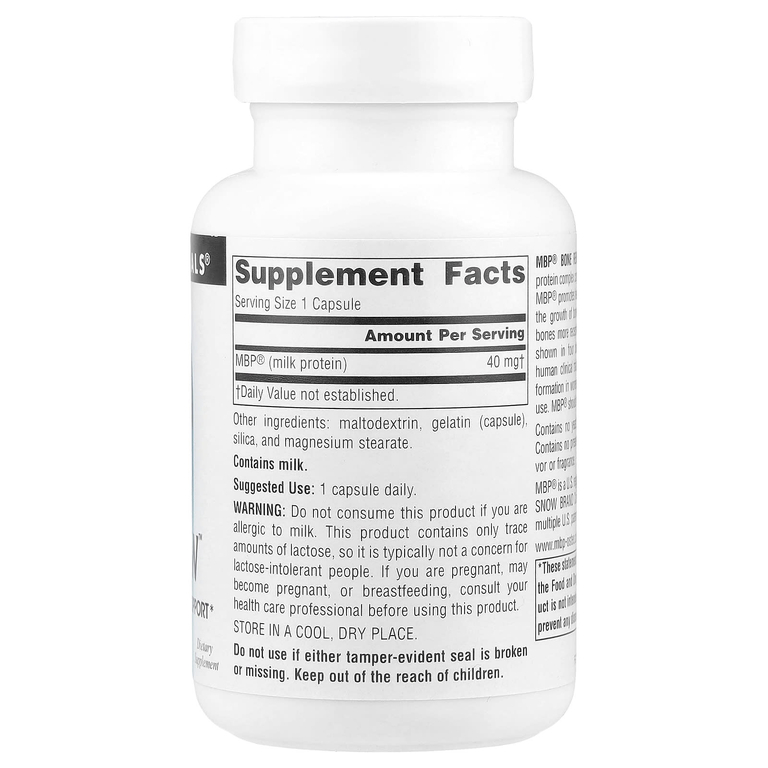 Source Naturals, молочный белок для здоровой плотности костей, 40 мг, 60 капсул