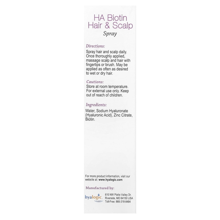 Hyalogic, Спрей для волос и кожи головы с биотином ХА, 4 жидк. унц. (118 мл)