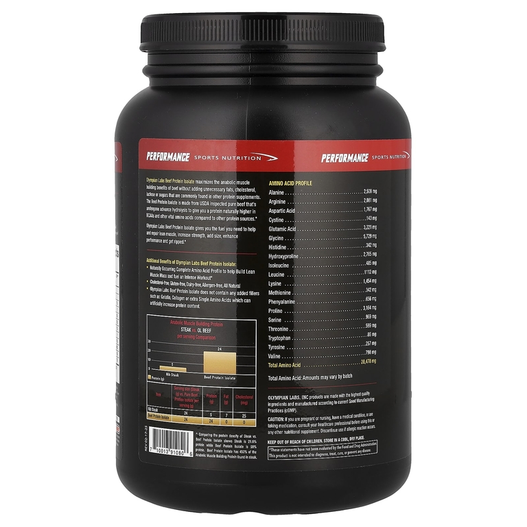 Olympian Labs, изолят говяжьего протеина, с шоколадным вкусом, 979,2 г