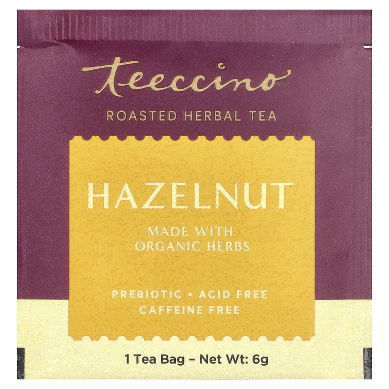 Teeccino, Травяной чай с цикорием без кофеина, обжаренный фундук, 25 пакетиков, 150 г (5,3 унции)