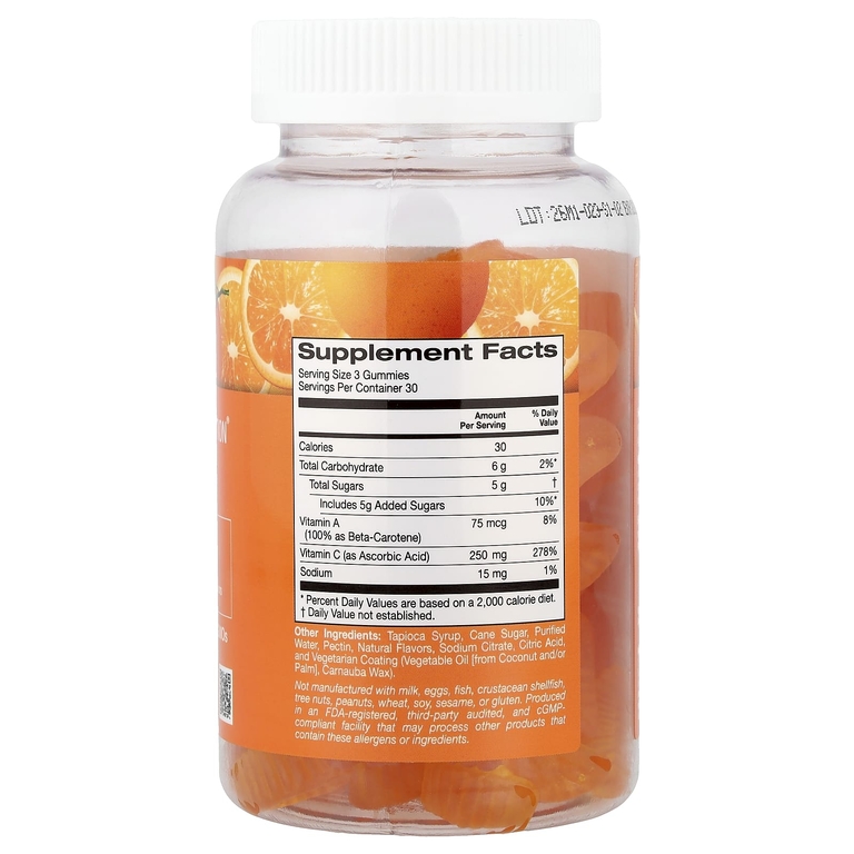 California Gold Nutrition, жевательный витамин C с витамином A из 100% бета-каротина, 90 вегетарианских жевательных таблеток