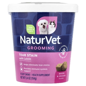 NaturVet, комплекс для устранения слезных пятен + лютеин, для собак и кошек, 70 жевательных таблеток, 154 г (5,4 унции)