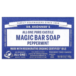 Dr. Bronner's, кастильское кусковое мыло, перечная мята, 140 г (5 унций)