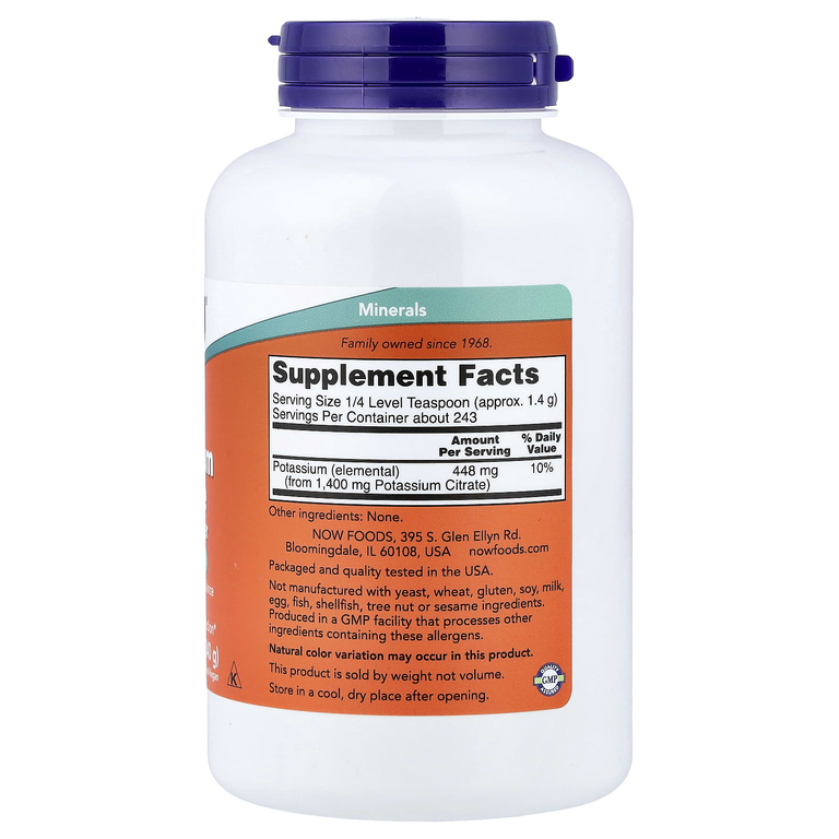 NOW Foods, цитрат калия, чистый порошок, 340 г (12 унций)