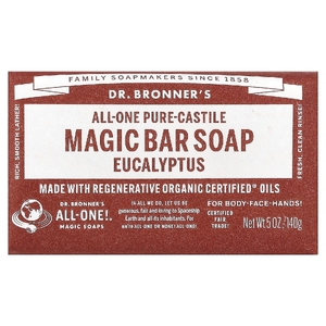 Dr. Bronner's, кастильское кусковое мыло, эвкалипт, 140 г (5 унций)