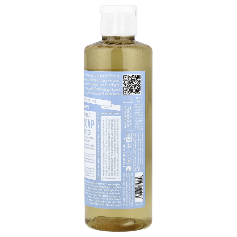 Dr. Bronner's, детское кастильское мыло, 18 в 1, без запаха, 237 мл (8 жидк. унций)