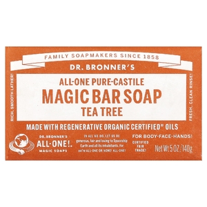Dr. Bronner's, кастильское кусковое мыло, чайное дерево, 140 г (5 унций)