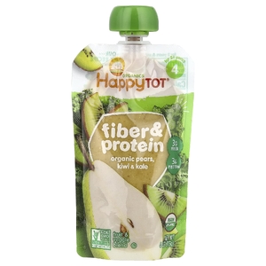 Happy Family Organics, пюре, клетчатка и протеин, для детей от 2 лет, органические груши, киви и кудрявая капуста, 113 г (4 унции)