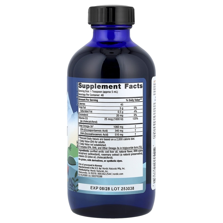 Nordic Naturals, жир из печени арктической трески, со вкусом лимона, 237 мл (8 жидких унций)