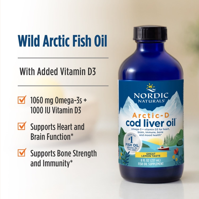 Nordic Naturals, жир из печени арктической трески, со вкусом лимона, 237 мл (8 жидких унций)