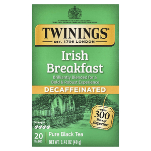 Twinings, Чистый черный чай, ирландский завтрак, без кофеина, 20 чайных пакетиков, 40 г (1,41 унции)