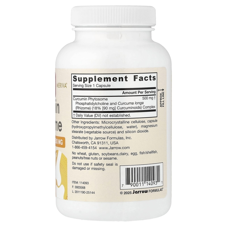 Jarrow Formulas, фитосомы куркумина, 500 мг, 120 вегетарианских капсул