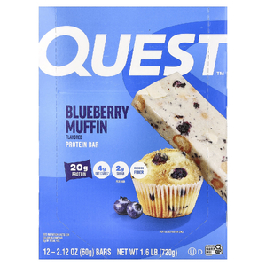 Quest Nutrition, протеиновый батончик, вкус кекса с голубикой, 12 батончиков по 60 г (2,12 унции)