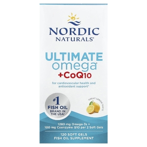 Nordic Naturals, Омега-3 с коэнзимом Q10, со вкусом лимона, 120 желатиновых капсул