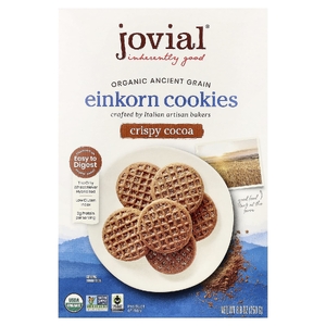 Jovial, Органическое печенье из пшеницы-однозернянки, хрустящее, с какао, 8,8 унций (250 г)