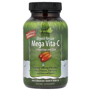 Irwin Naturals, Urgent Rescue®, Mega Vita-C с шиповником и цинком, 60 желатиновых капсул