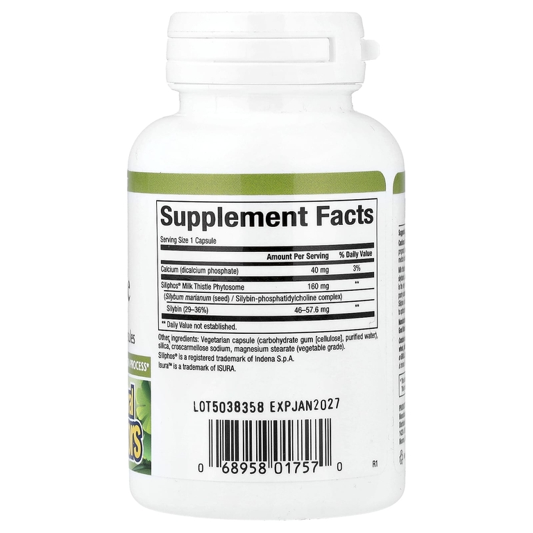 Natural Factors, расторопша, 160 мг, 60 вегетарианских капсул