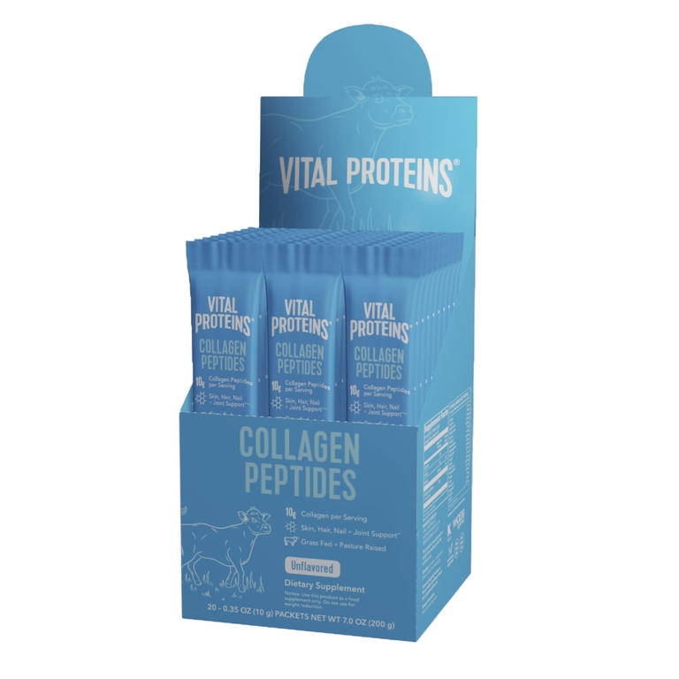 Vital Proteins, пептиды коллагена, без вкуса, 20 пакетиков, весом 10 г (0,35 унции) каждый