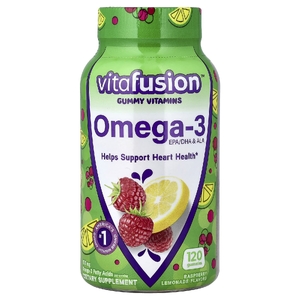 VitaFusion, омега-3, ЭПК, ДГК и АЛК, малиновый лимонад, 120 жевательных таблеток