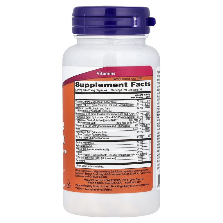 NOW Foods, комплекс коферментов группы B, 60 вегетарианских капсул