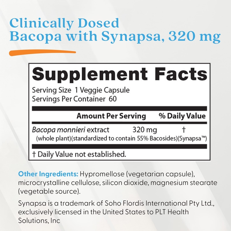 Doctor's Best, бакопа, 320 мг, 60 вегетарианских капсул