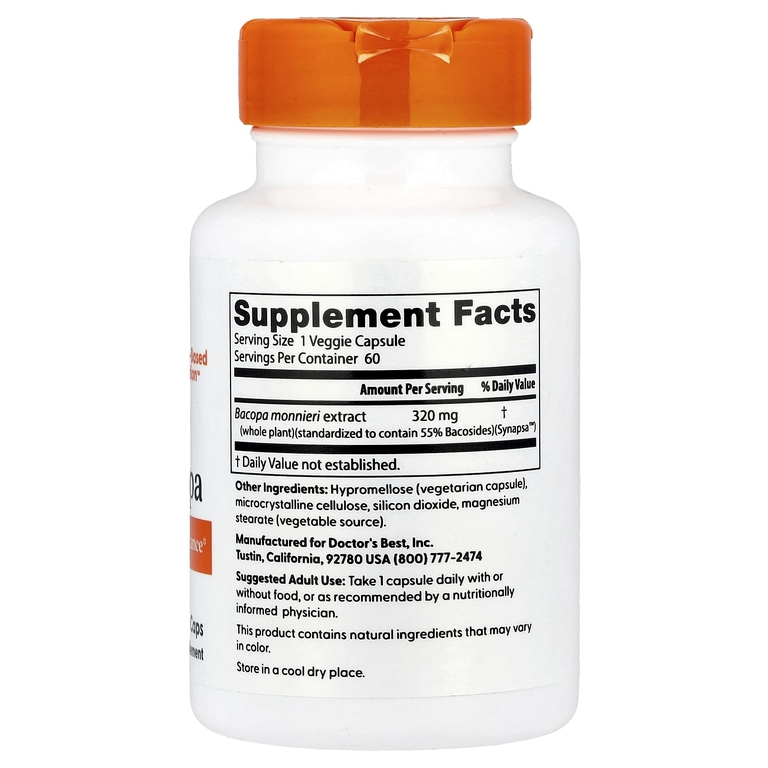 Doctor's Best, бакопа, 320 мг, 60 вегетарианских капсул