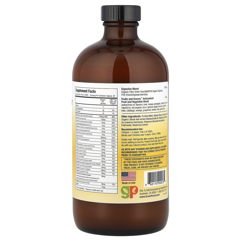 GreenPeach, жидкая минеральная добавка из смеси фруктов и овощей, 473 мл (16 жидк. Унций)