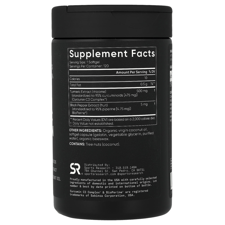 Sports Research, куркумин из куркумы, 120 капсул