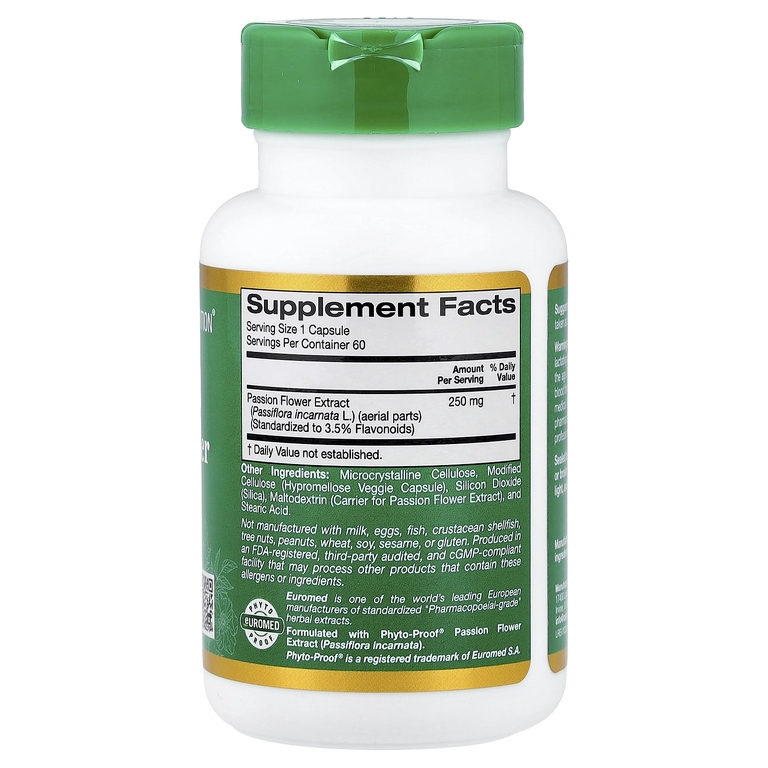 California Gold Nutrition, экстракт пассифлоры, 250 мг, 60 растительных капсул