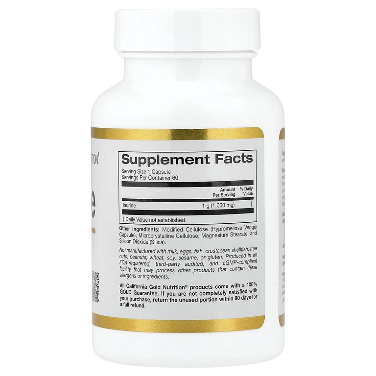 California Gold Nutrition, таурин, 1000 мг, 60 растительных капсул