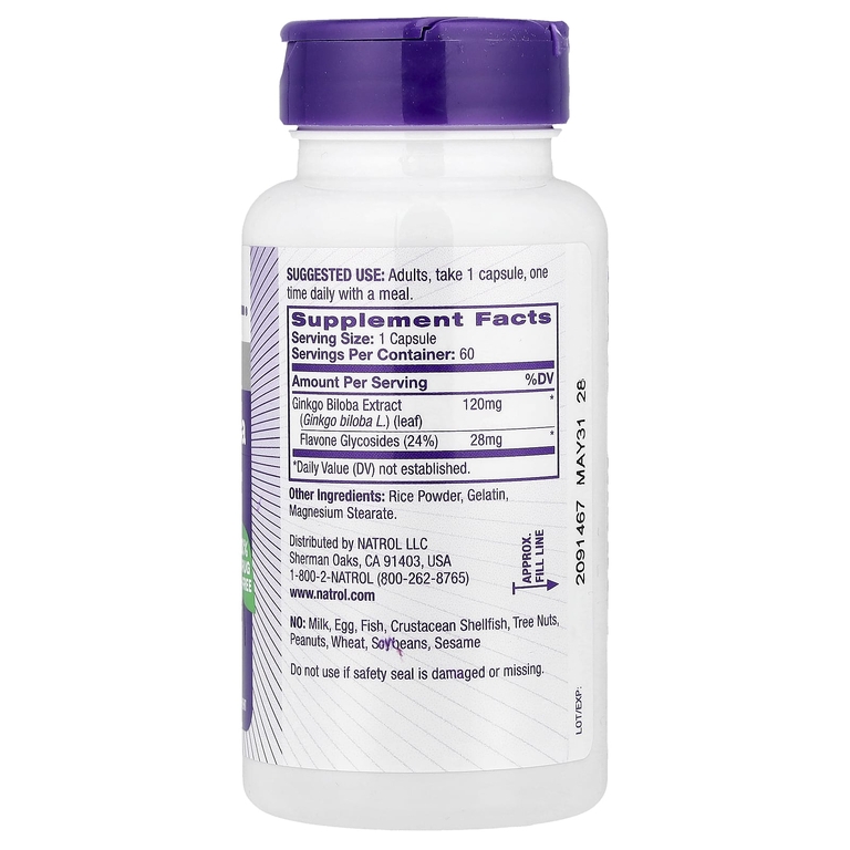 Natrol, Гинкго билоба, 60 капсул