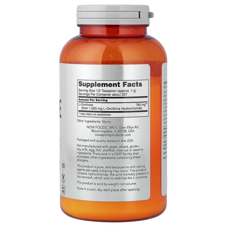 NOW Foods, Спорт, L-орнитин в виде порошка, 227 г (8 унций)