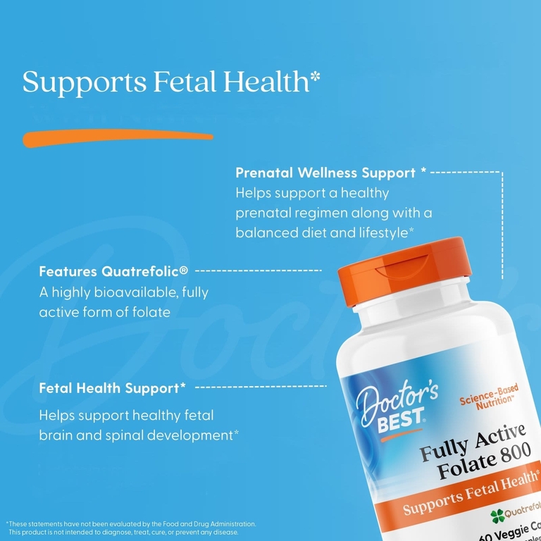 Doctor's Best, фолат, 800 мкг, 60 растительных капсул