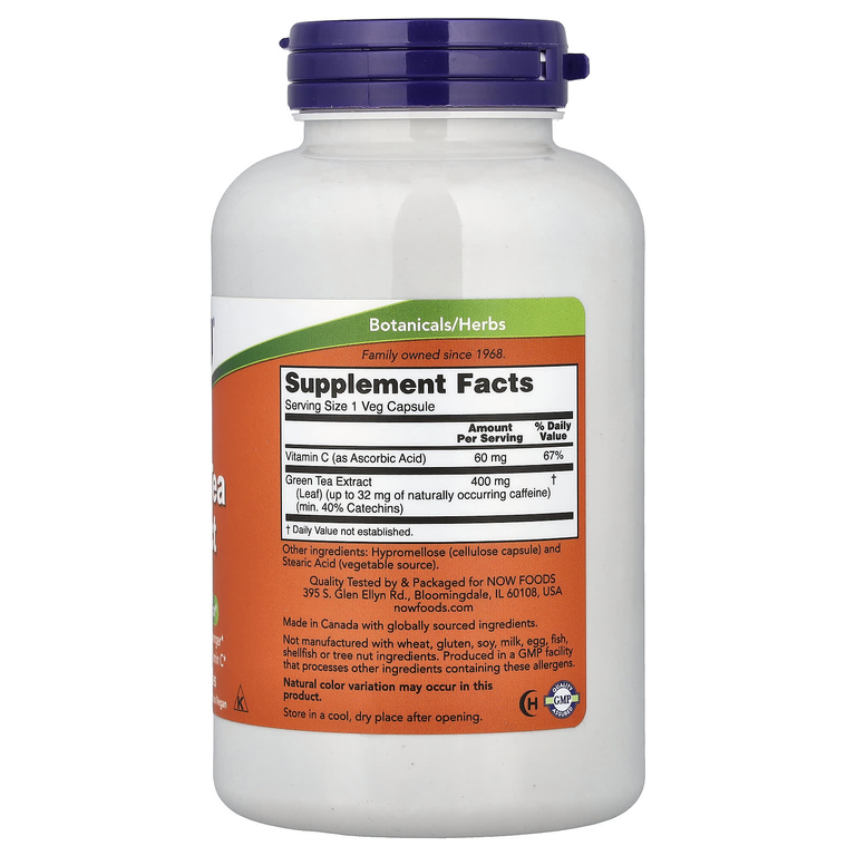 NOW Foods, Экстракт зеленого чая, 400 мг, 250 растительных капсул